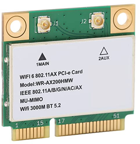 Akozon Tarjeta de Red Pci e, Tarjeta WiFi PCB de Banda de 6ghz, Multihilo Mu Mimo, Compatible con Interfaz Mini Pcie Media Superior, para Pc