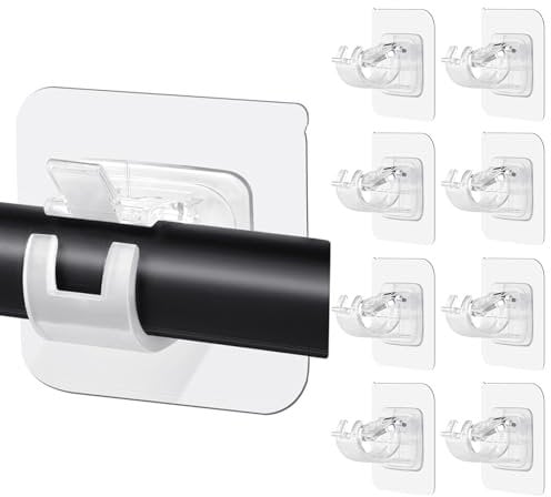 16Pcs Nail Free Adjustable Curtain Rod Holders, Nail-Free Adjustable Curtain Rod Holders, Self Adhesive Curtain Rod Bracket for Home Bathroom Kitchen and Hotel (Transparent)