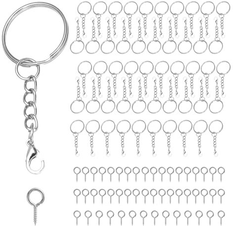 Lot de 50 porte-clés en métal de 25 mm pour suspendre des décorations, pour le bricolage et la fabrication de bijoux