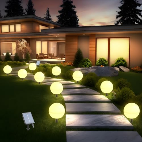 Solarbetriebene Kugelleuchten für den Außenbereich, 5 Stück, wasserdichte Dekorationen, Farbwechsel, Solar-Gartenleuchten für Weihnachtsbaum, Hof, Terrasse, Weg