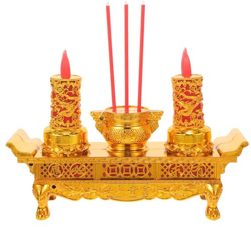 IMIKEYA Led Buddha Kerzenhalter Kerzenlampe Elektrische Kerzen Chinesisches Led-Buddha-licht Chinesische -kerzenhalter Altarkerzen Lampe Feng-Shui-Ornamente Schatzschale Lotus Plastik