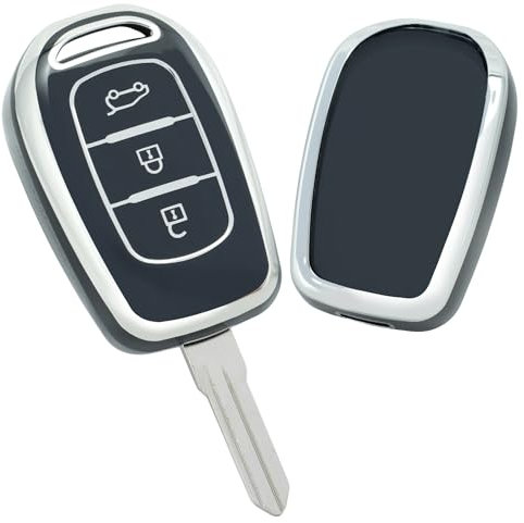 ontto Coque de clé pour Renault Traffic Symbole Twingo Dacia Sandero Stepway Logan Duster Dokker 2016-2018 3 Boutons TPU Coque de Protection pour clé de Voiture Noir