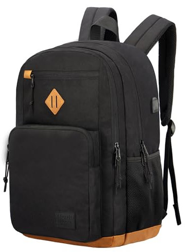 KEOFID Laptop Rucksack für Herren Damen, Großer Schulrucksack für Jungen, Mädchen und Teenager, Anti-Diebstahl Computer Rucksack, 15,6 Zoll Laptop, Handgepäck Rucksack(Schwarz19inches)
