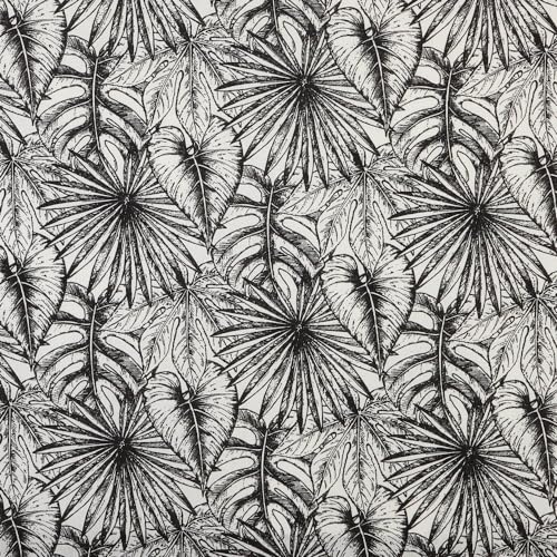 Kt KILOtela - Bedruckter Canvas-Stoff, Dekoration, Tapisserie, Kissen, Vorhänge, Tagesdecken, Taschen, Tischdecken, Bastelarbeiten, 300 cm Länge x 280 cm Breite, Botanisch, Sofia, Schwarz - 3 Meter