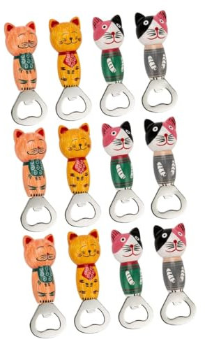 Cabilock 12 Pièces Décapsuleur Chat Acier Inoxydable Ouvre-boite Ouvre-bouteilles De Vin Ouvre-bouteille à Main Ouvreur Nouveauté Ouvre-bouteilles Réfrigérateur Dessin Animé Le Chat Aimant
