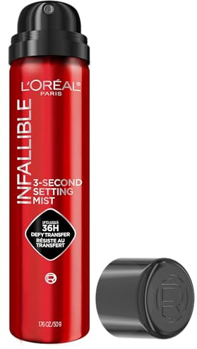 L'Oreal Paris Infallible 3-Second Setting Spray Mist, Microfine Mist for up to 36HR Wear, Clear, 1.76 oz