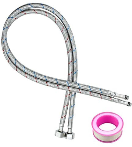 2 Pcs Flexible Tap Connector Hose Pipe Connector- M10 (10mm) x 1/2 Fitting 60cm Long Flexible Pipe for Kitchen Tap Hose- Stainless Steel Braided Plumbing Fittings with High-Pressure Resistance