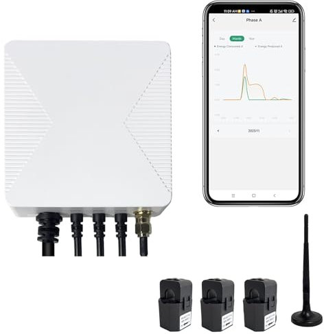 Energy Monitor with 3 * 200A Circuit Level Sensors, Smart Home Power Monitor Track Electricity in Real Time, WIFi Meter Solar/Net Metering, Home Energy Automation and Control