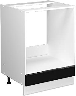 Vicco Herdumbauschrank Fame-Line, Schwarz Eiche Hochglanz/Weiß, 60 cm, AP Eiche