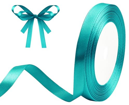 Geschenkband Türkisblau 10mm x 23m Satinband Türkisblau Schleifenband Geschenkband Satinbänder für Geschenkverpackungen, Basteln, DIY, Nähen, Brautparty-Dekoration, Christbaumschmuck
