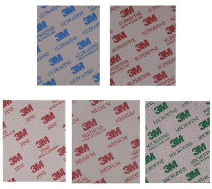 Almohadillas suaves 3M de esponja de lijado, pulido, espuma húmeda y seca, lavable, reutilizable, grano fino, corte rápido, tamaño de grano (microfino, superfino, ultrafino, mediano, mezcla fina-5)