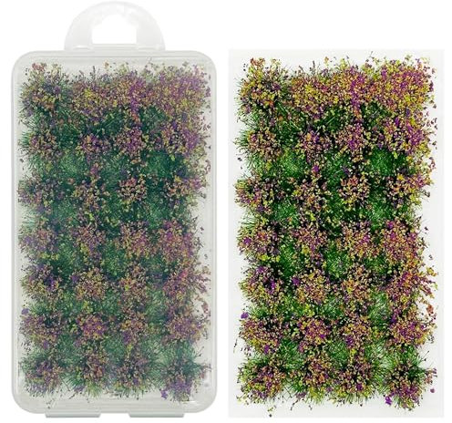 Cayway Statiques Herbe Toufts, Pourpre Flower Grass Tufts Touffe d'herbe Statique Herbe Artificielle Modèle pour Paysage, Train, Sable, Disposition Militaire