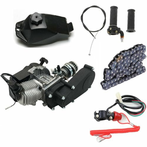 chennnls 49CC Engine Motor Kit, 2 Stroke Pull Start Motoren Getriebe Kettensatz Getriebe Vergaser Set Mit Getriebemotor-Kit Für 2-Takt Pocket Bike Mini Dirt Bike ATV Scooter Pocket Bike