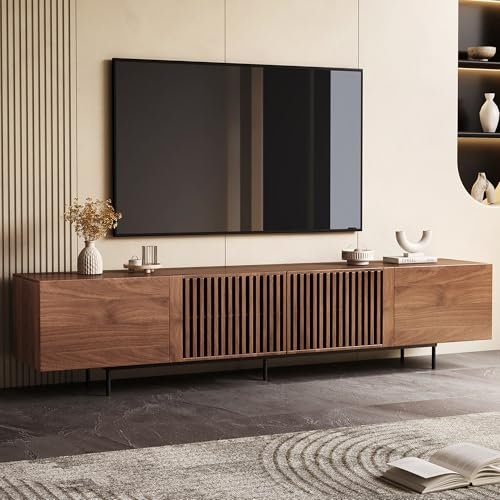OLEYLUCKLIVE Mid-Century Modern TV-Schrank für 80+ Zoll Fernseher - TV Lowboard mit Stauraum - Home Entertainment Center in Walnuss für Wohnzimmer, Schlafzimmer (180cm)