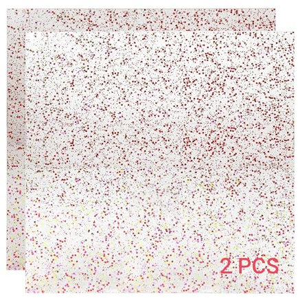 Uadme Placa de Acrílico 3mm, 2 Láminas Acrílicas con Purpurina, Placa Acrilico Transparente Brillante, 30,5 x 30,5 cm,para Decoración de Bricolaje, Artesanía, Corte, Grabado(Lentejuelas grandes rosas)