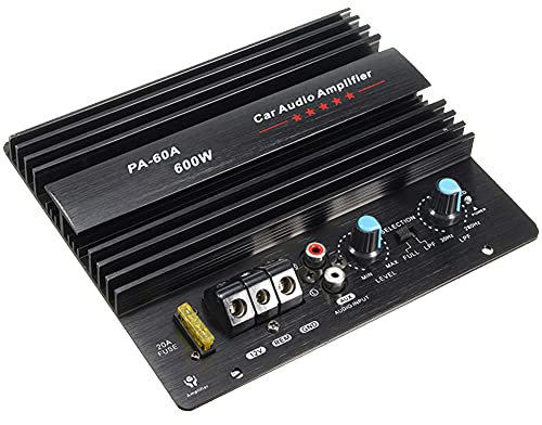 Hermosiey 12V 600W Kfz VerstäRker Platine PA-60A Subwoofer Schaltkreis Schaltung Modul Kfz VerstäRker Endstufe,Schwarz