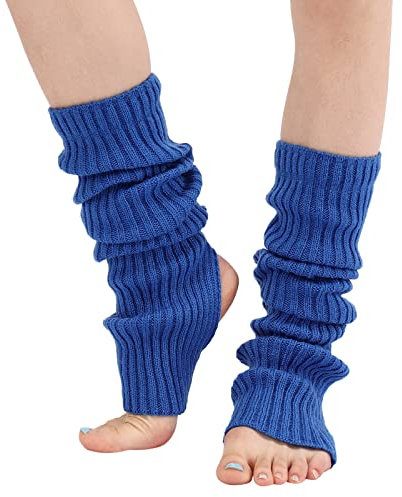 XUEJIANN Scaldamuscoli caldi da donna e uomo, maglia a costine, per danza sportiva, scaldamuscoli riscaldabili, Blu, Taglia unica