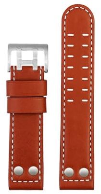 22mm Echtes Lea/ther Strap Männer Rindsleder Nieten Uhrenarmband Handgelenk Armband Zubehör fit for Hamilton/Seiko Khaki Aviation H77616533(Reddish brown)