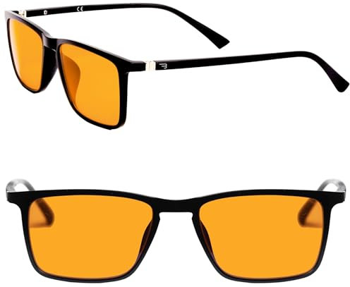 NOBLUE Blaulichtfilterbrille, Blaulichtfilter Computerbildschirm-Brille, Blaulicht Brille für Abend, Orange Computerbrille mit Blaufilter, 100% Blaulichtschutz bei Gaming, Computerarbeit, Classic