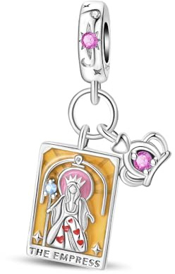 LONGLUCK 925 Sterling Silber Charms für Armbänder Halsketten 5A Zirkonia Tarot Karten baumeln Anhänger, Charms Perlen Geschenke für Frauen