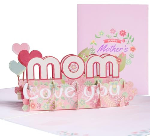AEYAKA Muttertagskarte & Geburtstagskarte für Mama – Besondere 3D Pop-Up Grußkarte mit filigranem Papierschnitt, Geschenk zum Muttertag & Geburtstag Rosa