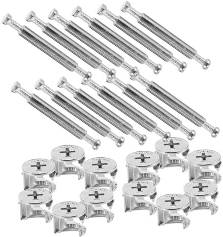 ABOOFAN 10 Juegos Tornillo De Conexión De Doble Cabeza Montaje De Muebles Pernos Conectores De Muebles Herrajes para Ensamblar Muebles Pernos Largos Planchar Silver