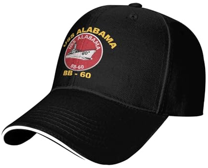 USS Alabama Bb-60 Herren Damen Baseballkappe Atmungsaktiv Hip-Hop-Hut Leicht Snapback Kappe Für Reisen Draussen Golf