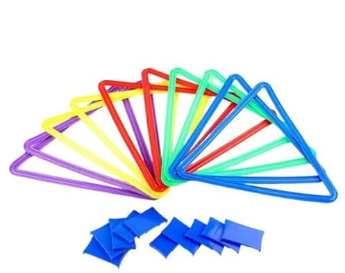 KiBcsLic 10x Und Hölle Geschicklichkeitsspiel Set Sitzsack Wurfspiel für Kinder für Mädchen Und Jungen Fitness Indoor Und Outdoor, Dreieck