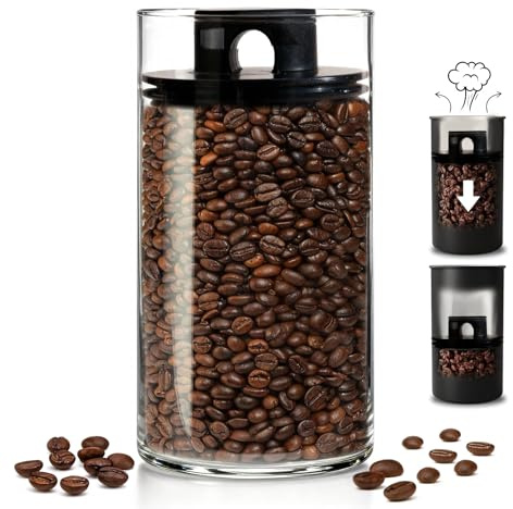 Pmueuff Kaffeedose aus Glas, 2000 ml Kaffeebehälter mit Luftdichter Deckel BPA-frei, Kaffeebohnen Behälter Borosilikatglas Luftdichte Aufbewahrungsdose für Kaffee, Tee, Zucker