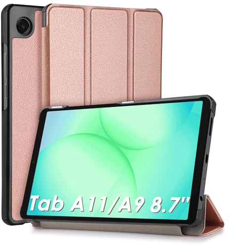 WD&CD Case Compatible with Samsung Galaxy Tab A11 / A9 8.7'' | Ultra Slim Smart Leather Cover with Stand Function Compatible with Samsung Galaxy Tab A11 / A9 8.7'' Tablet, Rose Gold