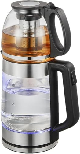 Türkische Glas-Teekanne, 2-stöckiger elektrischer Teekessel, Samowar-Stil, selbstfilternder Teebereiter und Warmwasserbereiter