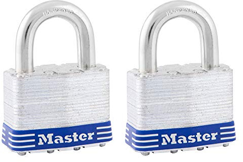 Master Lock 5T Outdoor Padlock with Key, 2 Pack Keyed-Alike, Silver