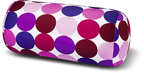Invitalis Nackenrolle mit Mikroperlen in 19 Farben - Öko tex Standard 100 - Orthopädisches Relaxkissen als Kopfkissen, Reisekissen und Nackenkissen Zuhause oder auf Reisen , Nylon - Punkte Lila / Pink