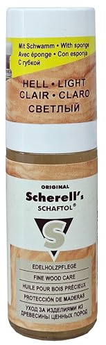 BALLISTOL 23814 Scherell's SCHAFTOL hell, Edelholzpflege, 50 ml Flasche | Flüssiges Holzpflegeöl, Edelholzpflege für Gewehrschaft, mit Applikationsschwamm, Schaftöl, Holzöl, Holzschutzöl, Möbelöl