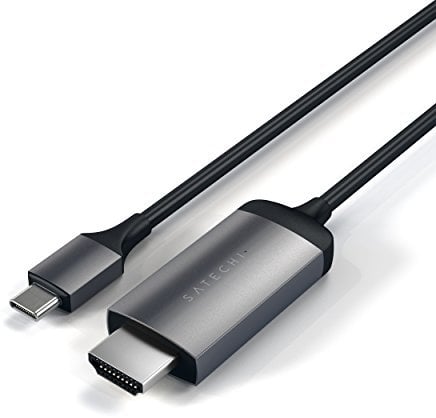 Satechi Aluminum USB-C to HDMI Cable 4K @ 60Hz – USB-C to HDMI Capable – Compatible with iMac Pro, iMac, Mac Mini, MacBook Pro/Air, Windows, PC, Laptop and More – Space Grey