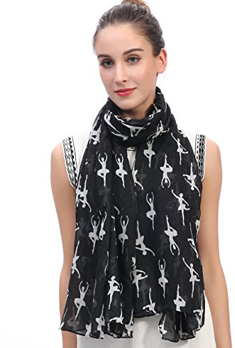 Lina & Lily Ballerina Dancer Print Women's Scarf Shawl Wrap Lightweight