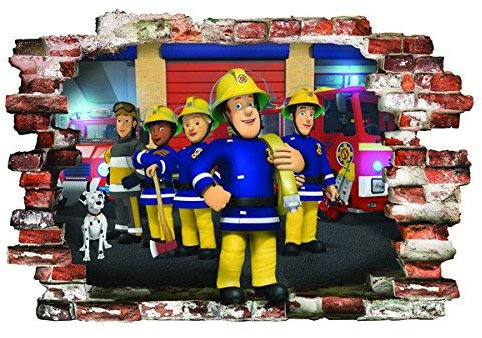 Feuerwehrmann Sam FIREMAN SAM wandsticker wandtattoo Wand-Zertrümmern Kinder Wandaufkleber Wandüber Wall Art Wand Tattoo 57cm X 80cm
