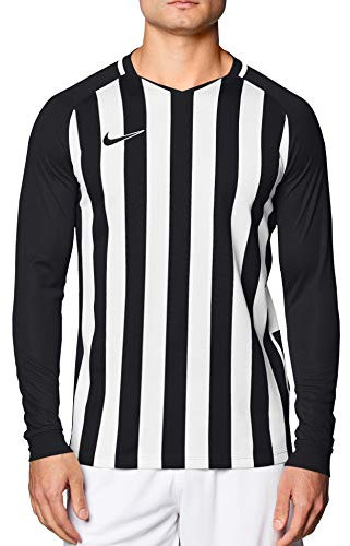 Nike Men Men's Striped Division III Football Jersey Long Sleeved T-Shirt - Black/White/(Black), Medium