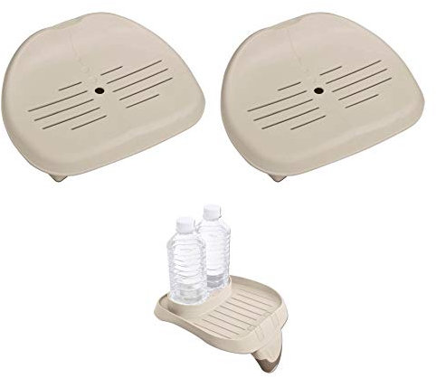 Intex Removable Slip-Resistant Hot Tub Seat (2 Pack) & Cup Holder Tray Accessory
