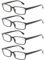 Kerecsen 4-Pack Rectangular Retro Style Men Reading Glasses Spring Hinges Comfortable Readers (+2.00, 4 Pack Black)