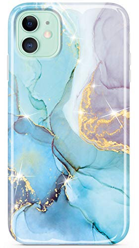 JIAXIUFEN Handyhülle iPhone 11 Hülle TPU Silikon Weiche Schlank Schutzhülle Handytasche Gummi Dünn Flexibel Case Handy Hülle für iPhone 11 6.1 Zoll - Marmor Minze Violett
