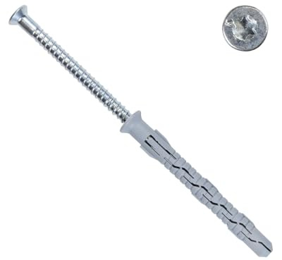 PARCO Lot de 50 chevilles pour cadre avec vis à tête fraisée TX40 (10 x 80 mm, 50 pièces) – Chevilles de façade et à tige longue, chevilles pour cadre de fenêtre et fixation murale – Homologation