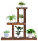 COSTWAY Pflanzenregal Blumenregal, Blumenständer Holz, Blumentreppe Garten, Pflanzentreppe mehrstöckig, Holzregal (3 Etagen / 81x25x75cm)