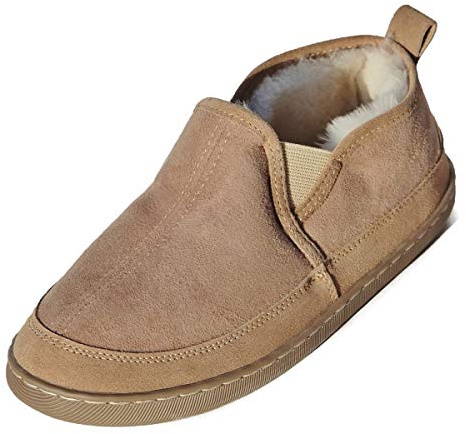 Hollert Herren Lammfell Hausschuhe Vincent Beige Fellschuhe warme Schuhe aus Merino Schaffell Echtleder bequem Schuhgröße 46