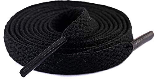 Sechunk Solido Lacci piatti Scarpe Atletiche Stringhe Colori 29 Colori 1 paio per Sneaker, nero, 114cm