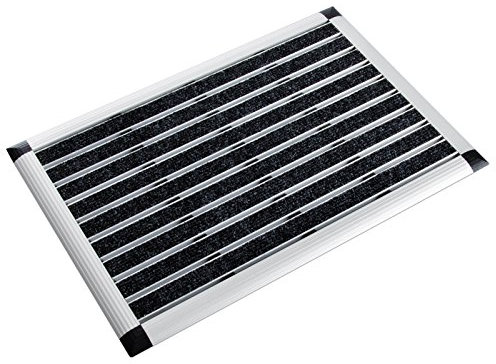 Floordirekt Alu-Türmatte | Elegant Mat Ribbed | Textilfaser-Rips | Schmutzfangmatte für Innen- und Außenbereich | Witterungs- und UV-beständig (42 x 60 cm, Anthrazit)