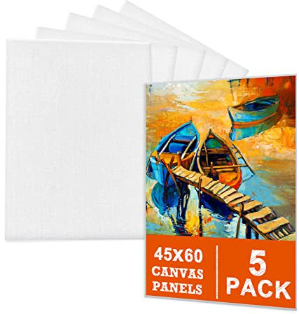 5 Packs Canvas for Painting - 45 x 60 CM(18 x 24), Blank Canvas Panels Board for Acrylic Painting, Oil Paint & Wet Water Art Media, Canvases for Professional Artist, Hobby Painters & Beginners