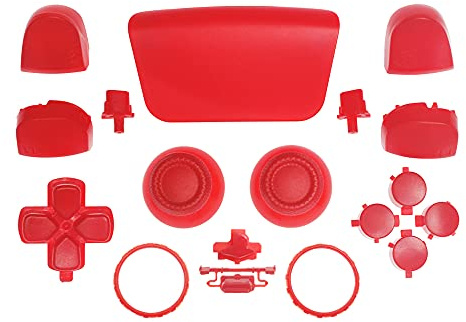 WPS Coque de rechange pour manette PS5 Playstation Dpad R1 L1 avec anneaux d'accentuation Rouge