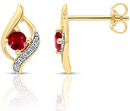 Planetys - Ohrringe Damen Gelbgold 9 Karat (375/1000) Natürlicher Rubin