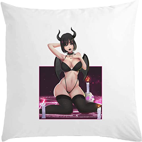 Kinky Succubus Girl Dark Magic Ritual Anime Babe Weißes Kissen 40x40cm mit Füllung Weiß One Size